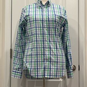 Men’s Izod Blue/Green Long Sleeve Plaid Button Down Shirt